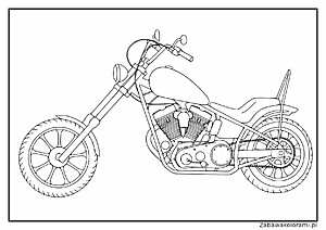 Kolorowanka motocykl klasyczny silnik V-twin zbiornik paliwa koła wydech