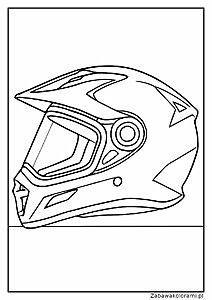 Kolorowanka kask motocyklowy z wizjerem, otworami wentylacyjnymi i rzemieniem podbródkowym