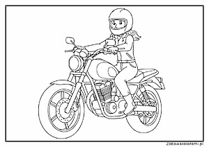 Motocyklista na motocyklu z hełmem