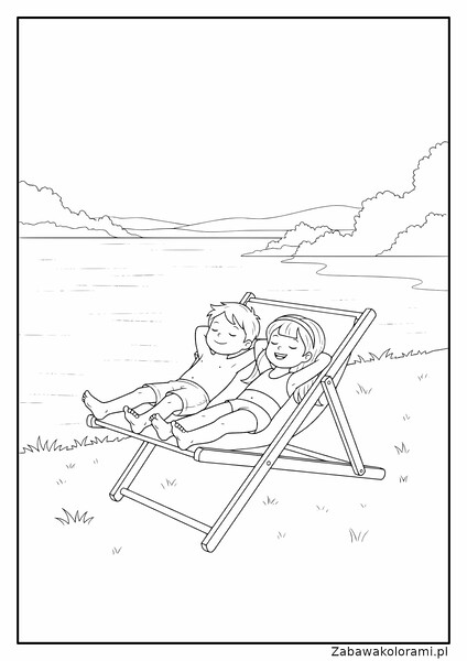 Dzieci na plaży, fale oceanu, góry w oddali