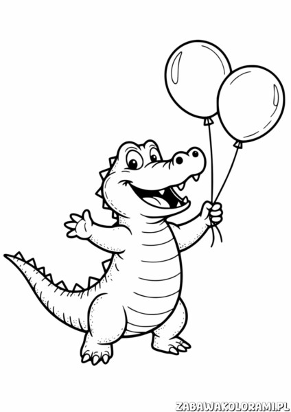 Krokodyl z balonami Kolorowanka