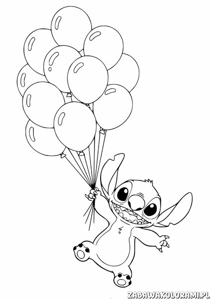 Stich trzymający balony